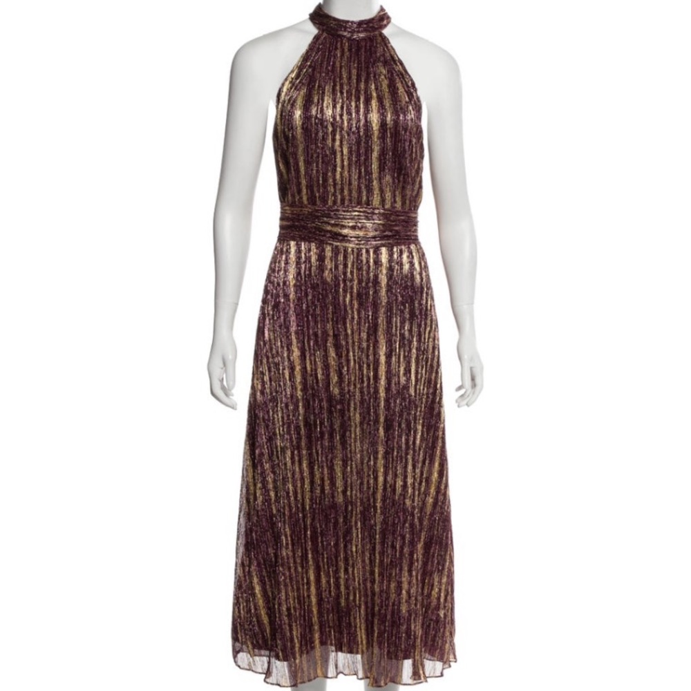 Gold sleeveless midi dress